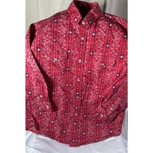 Panhandle Slim Rough Stock Boy's Med 10 Shirt Western Pearl Snaps Red Paisley